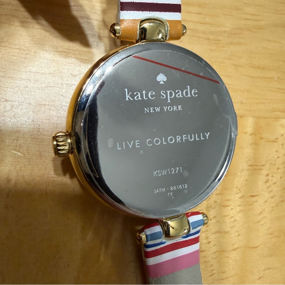 Kate Spade Gold Watch with Striped Band - Picture 3 of 5